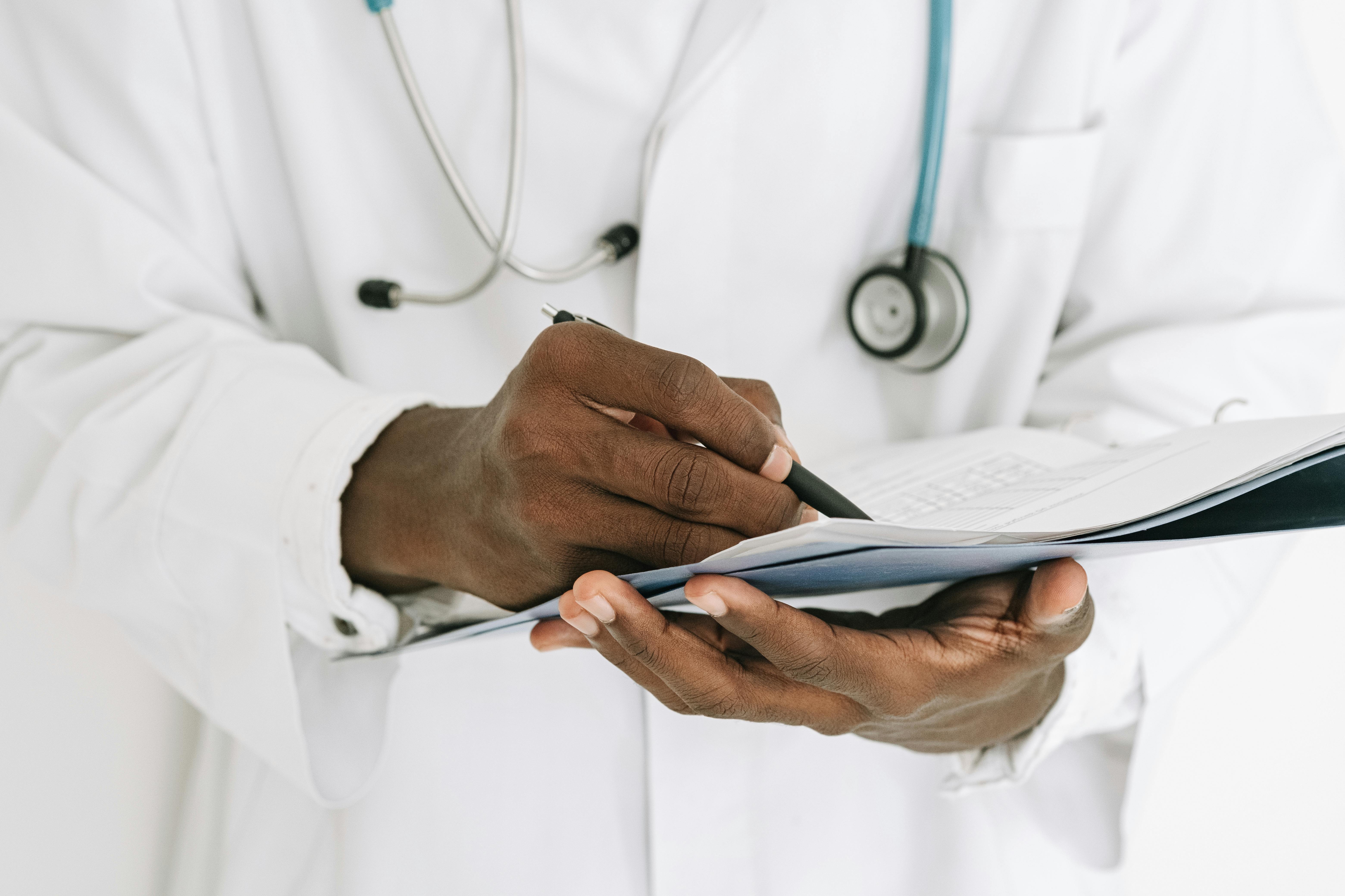 Doctor conducting annual physical examination